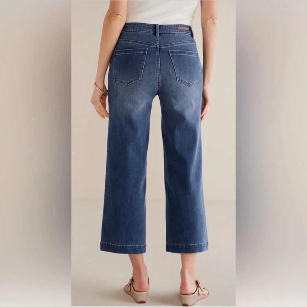 Soft Surroundings Ultimate Denim Wide Leg Crop Jeans NWT 16 - Picture 6 of 14